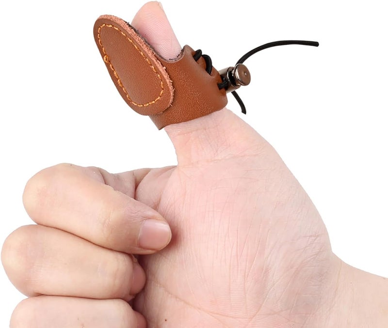 SP.G Leather Archery Thumb Ring - Double Layer Archery Thumb Draw Ring Archery Thumb Glove Traditional Bow Thumb Ring Shooting Thumb Protector for Mongolian Recurve Archery Ring - Image 1